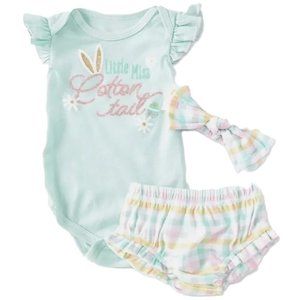 Baby Starters LITTLE MISS COTTON TAIL 3-Piece Set One Piece, bloomers & headband